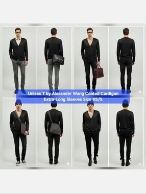 Unisex T by Alexander Wang Coated Cardigan Extra-Long Sleeves Size XS/S